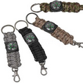 Paracord split ring keychain with compass